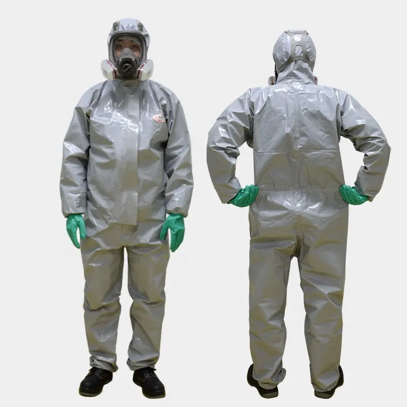 Fabrika tipi 3 pp güvenlik işçisi tek kullanımlık koruyucu tulum directsales pvc asit nükleer radyasyon kimyasal koruma suit