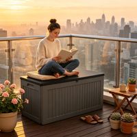 Boîte de rangement extérieure étanche de 180 gallons, boîte de rangement en résine résistante aux UV, parfaite pour la terrasse, le jardin et la piscine