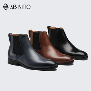 Botas planas de cuero genuino para hombre, botines de negocios a la moda, estilo Chelsea - Product Image 6