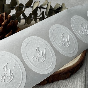 Custom Luxury Perfume Textured <strong>Paper</strong> 3d Logo <strong>Embossed</strong> Candle Packaging Labels Sticker Business Sealing Stickers - Product Image 1