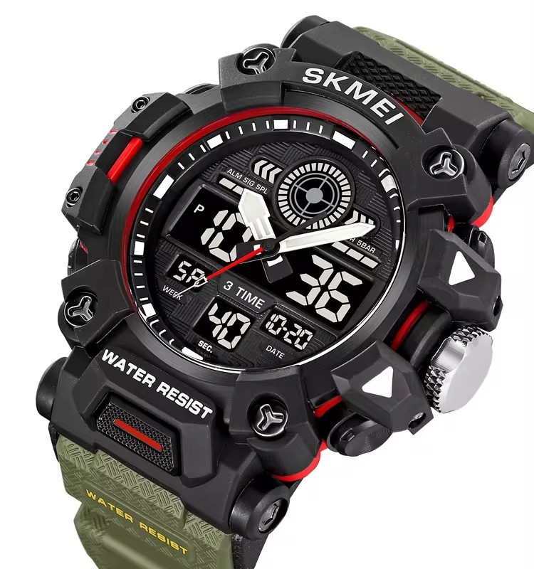 Skmei 2226 TPU Strap Chronograph Countdown Men Dual Display Digital Wristwatch LED Reloj Alarm Clock Date Quartz Watches for Men