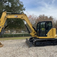 Mini-excavatrice Caterpillar 308.5 à bras court, faible nombre d'heures, d'origine CAT, avec lame de bouteur et ligne de marteaux