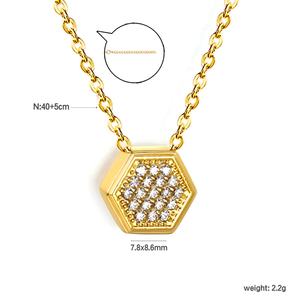 Collier pendentif cœur en acier inoxydable plaqué or 18 carats avec zircon et chaîne goutte d'eau ronde et carrée pour femme - Product Image 5