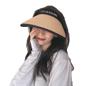 Heeln <b>Straw</b> Visor <b>Hat</b> Adjustable Foldable Large Brim UV Protection Beach Sun <b>Hat</b> For Women <b>Summer</b> Outdoor Use - Product Image 5
