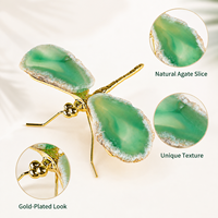 Figurine de libellule en agate verte naturelle, ornement en cristal pour la décoration de la maison ou du bureau, cadeau