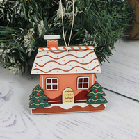 Nouvelles décorations de Noël en bois 2026 : Ornements artisanaux en forme de maison du Père Noël pour la décoration intérieure, impression UV sur bois