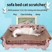 Griffoir pour chat en carton ondulé, durable, 1 niveau, lit pour chat, jeu, sommeil, repos, grandes et petites tailles, pour chats, violet, rose