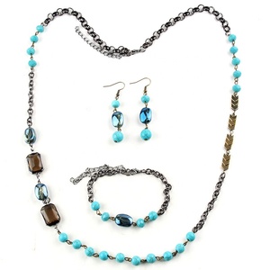 Set di gioielli di moda Set di orecchini con bracciale in pietra e cristallo con catena a <span class=keywords><strong>rosario</strong></span> con perline - Product Image 6