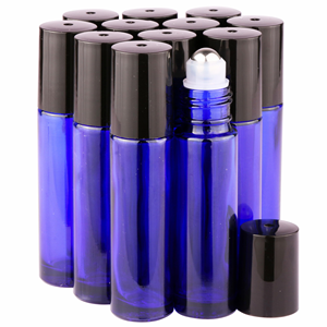 Beautiful 5ml 10ml <b>Small</b> Transparent Amber Blue Glass Round Tube Roller Ball <b>Bottle</b> With Lid and Stainless Steel Beads - Product Image 1