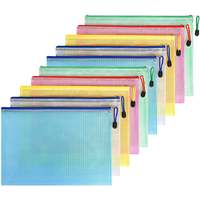 Dossier de fichiers en maille PVC taille A4 sac de documents étanche transparent pour l'école, le bureau, l'organisation des papiers (paquet de 5, multicolore)