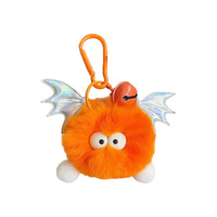 Nouveauté en gros pour l'exportation : Porte-clés en peluche 'Petit Diable' en forme de boule de charbon, imitation fourrure de lapin Rex, pendentif pour voiture et sac à dos