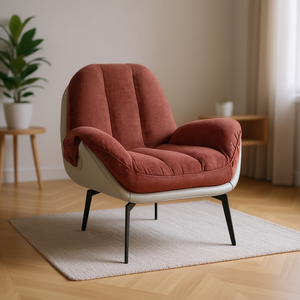 Poltrona Casual Homeera in Velluto Bordeaux con Gambe Affusolate, Design Moderno per Arredamento Soggiorno - Product Image 2