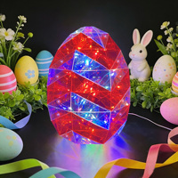 Ornement d'œuf de Pâques 3D LED irisé, alimenté par USB, décoration prismatique arc-en-ciel pour les fêtes, centre de table fait main
