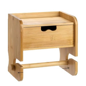 Bamboo Wall Mounted Drawer Storage <b>Box</b> 8.7x6x9 Inch Bathroom Toilet Paper Holder Shelf Organizer - Product Image 2