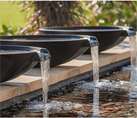 Natürlicher Matt Schwarz Grau Granit Basalt Steinbrunnen Geschnitzte Fließende Wasserschale Für Schwimmbad Landschafts projekt