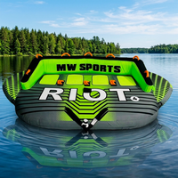 Bateau gonflable tractable 4 places pour sports nautiques, tube de bateau pour 3-4 personnes, positions assises ou accroupies, nylon 840D de qualité commerciale robuste