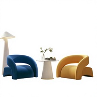 Fauteuil de luxe en velours à une place avec coussin rembourré en éponge pour magasins de vêtements, salons de beauté, salons, design japonais