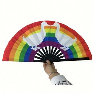 Éventail pliant personnalisé en bambou arc-en-ciel de 33 cm, portable, souvenir de fête, panier de fleurs vierge pour décoration et promotion - Product Image 6