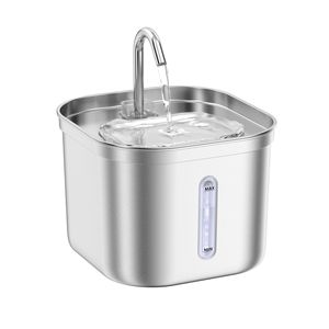 Bebedero de Agua para Mascotas de Acero Inoxidable 304, Dispensador de Agua Eléctrico para Perros y Gatos, Desmontable, con Indicador de Nivel Máximo y Mínimo - Product Image 1
