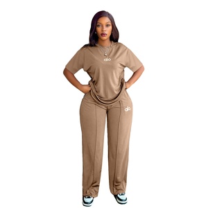 Set Estivo di Alta Qualità per Donna con LOGO Personalizzato, Top Lungo <span class=keywords><strong>Elegante</strong></span> e Casual con Pantaloni a Gamba Larga, Completo Due Pezzi - Product Image 6