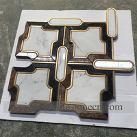 Carrelage de sol en marbre jet d'eau naturel blanc et noir Carrelage de mosaïque jet d'eau pour sol intérieur Projets de maison et d'hôtel
