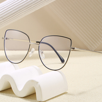 Lunettes de vue anti-lumière bleue BK T8038 Cat Eye pour femmes, monture en métal, protection UV400, lunettes optiques, or noir, tendance