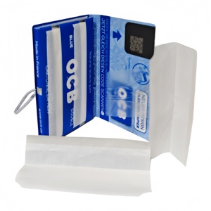 Papiers à rouler OCB Blue Double, fibres végétales naturelles, sans colorants, sans chlore, combustion lente et uniforme, 100 feuilles/carnet, 25 carnets/boîte - Product Image 2
