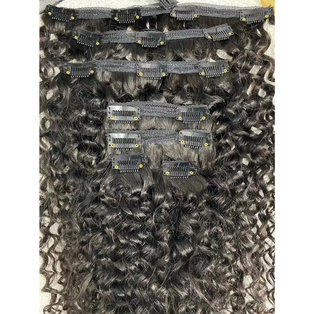 100% Human Hair Clipin Braiding Cabello Humano Black Kinky Curly No Weft Real 100human Remy Seamless Clip In Hair Extensions
