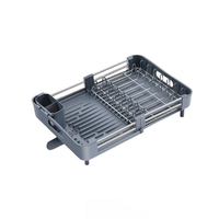 Égouttoir à vaisselle extensible pour comptoir de cuisine avec porte-ustensiles, organiseur de cuisine