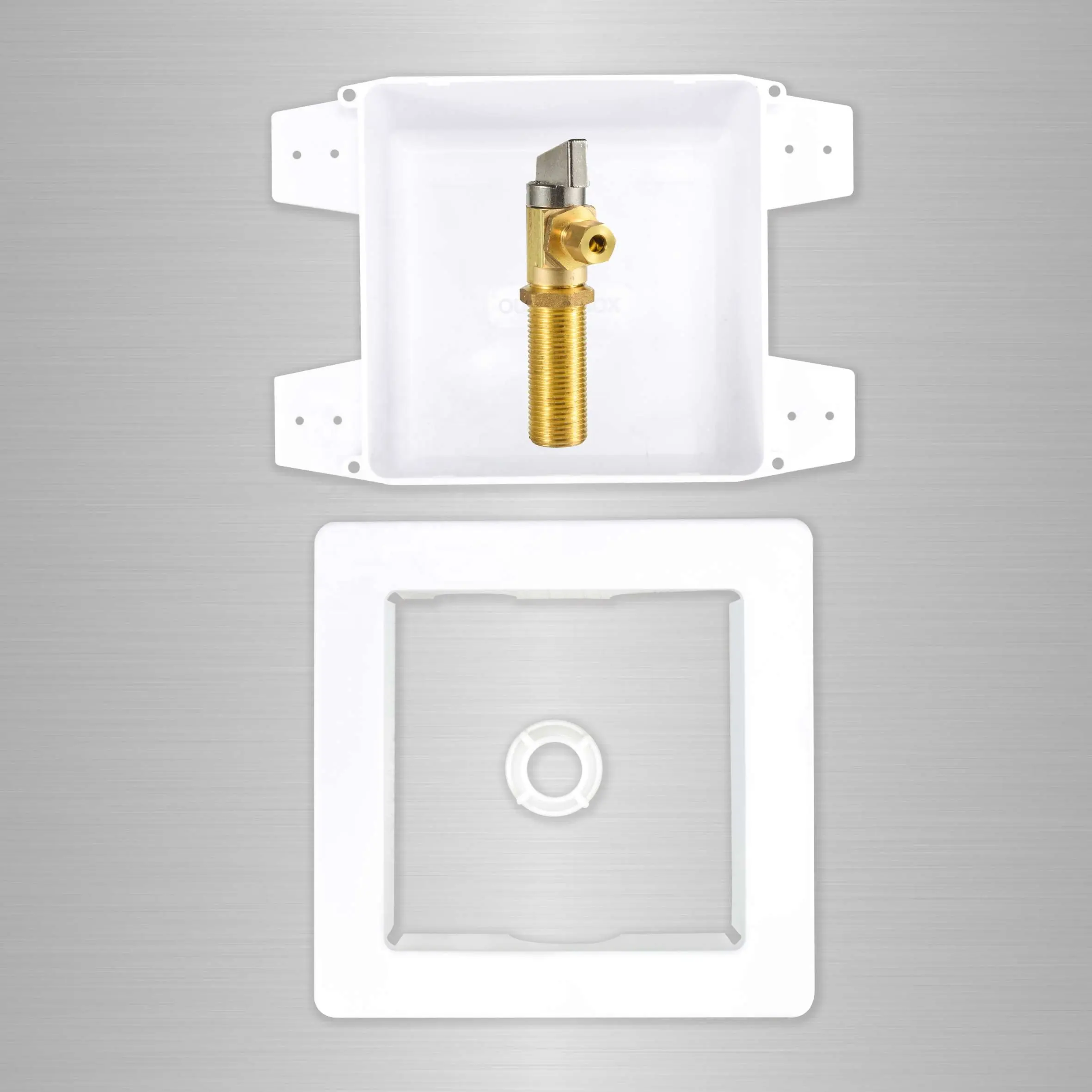 Lead Free Ice Maker Outlet Box with Valve half inch MIP x a quarter inch OD Comp
