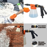 Canon à mousse pour lavage de voiture avec tuyau d'arrosage de jardin, orange, avec pression d'eau en plastique, pas besoin de nettoyeur haute pression séparé
