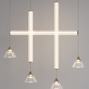 Designer High-End Strip Glass Chandelier Minimalist Luxury Horizontal Vertical Combination for <b>Dining</b> Room Living Room - Product Image 3