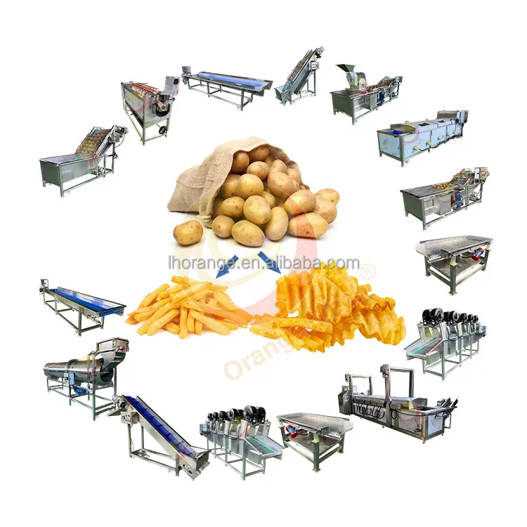 Fresh frozen potato chips making machine automatic french fries production line spiral potato chips machine