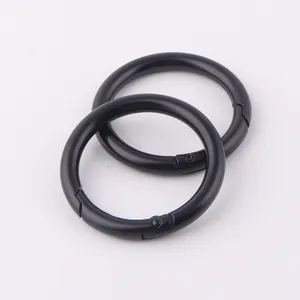 matt black alloy metal round spring gate o ring carabiner for bag leather