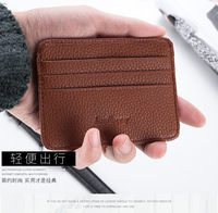 Baellerry dompet wanita warna kopi trendi tempat kartu bisnis ramping Solid Mini kulit Pu