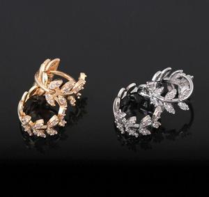 Modischer Zweig mit Diamant ohr schnalle Persönlichkeit Einfaches Temperament Weiden blatt Ohrring Ohrringe - Product Image 3