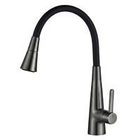 Robinet mélangeur d'évier de cuisine en acier inoxydable brossé couleur bronze avec douchette extractible en silicone flexible