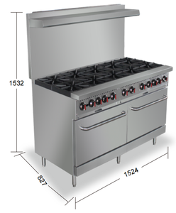 Cuisinière professionnelle Sunworld à gaz avec plaques chauffantes ouvertes, 4 brûleurs, fours/plaques de cuisson/salamandres, en acier au carbone, haute productivité LK-24 - Product Image 2