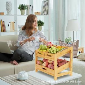 Bamboo <b>Stackable</b> Fruit Vegetable Storage Rack Multi Layer Kitchen Organizer For Food And Sundries - Product Image 1