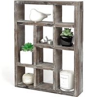 Étagère de rangement multi-fentes en bois rustique Cube affichage 9 compartiments boîte d'ombre étagère murale pour Collection décor de ferme