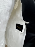 Costumes de mariage pour hommes Jacquard blanc avec col en satin noir Tuxedo 3 Pcs Groom Terno Costumes pour hommes (veste + gilet + pantalon)