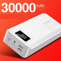 Nouvelle batterie externe haute capacité 30000 mAh, affichage numérique 20000 mAh, charge rapide, sortie 10 W, capacité réelle, batteries externes