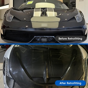 Kit de decoración protectora para el capó del motor de fibra de carbono para Ferrari 458, modificación y actualización de automóviles 2011-2016 - Product Image 2