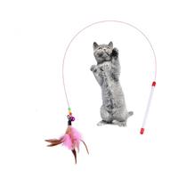 Jouet pour chat PKY en fil d'acier extra long, avec plume en herbe et queue de chien, perche flexible en plastique de qualité supérieure pour animaux de compagnie