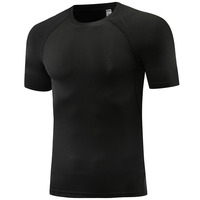 Usine dernière conception moulante vêtements de sport pour hommes à manches courtes t-shirt de gymnastique chemise de compression à séchage rapide pour adultes et enfants