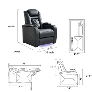 Divano Reclinabile Moderno e Essenziale in Vera Pelle con Poggiatesta Elettrici in Memory Foam, Luci LED, Vano Portaoggetti, Porte USB, Struttura in Legno e Metallo - Product Image 3