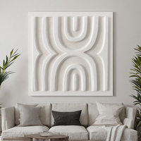 Art mural en sculpture blanche texturée 3D - Peinture décorative tridimensionnelle minimaliste pour salon moderne