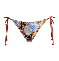 Bikini string réversible à imprimé floral et léopard, à nouer sur le côté, avec pompons, en Econyl écologique, séchage rapide, personnalisable OEM, vente en gros