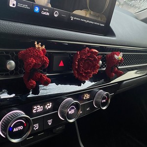 Diffuseur d'arômes pour voiture en forme d'ours rouge et de fleur de pivoine, pour grille d'aération de climatisation, avec fonction d'agrandissement de l'arôme, accessoires automobiles - Product Image 2