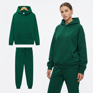 Custom Ladies 320 GSM Cotton Fleece Tracksuit Set Ribbed Cuffs Waistband Casual Fashion Wholesale Manufacturer - Product Image 1